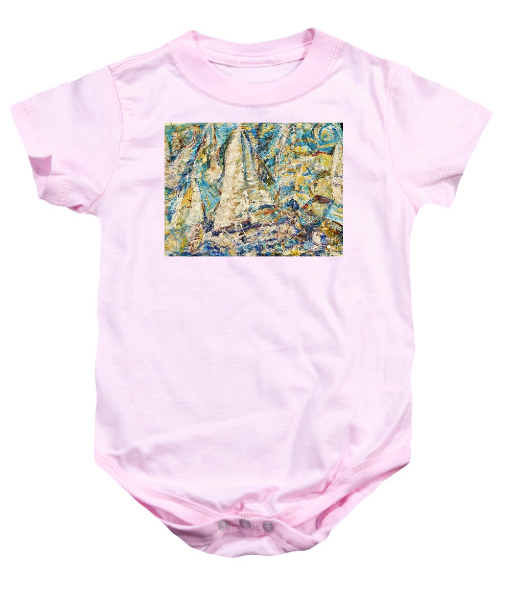 Seascape Baby Onesie featuring the painting Twilight sail II by Fereshteh Stoecklein