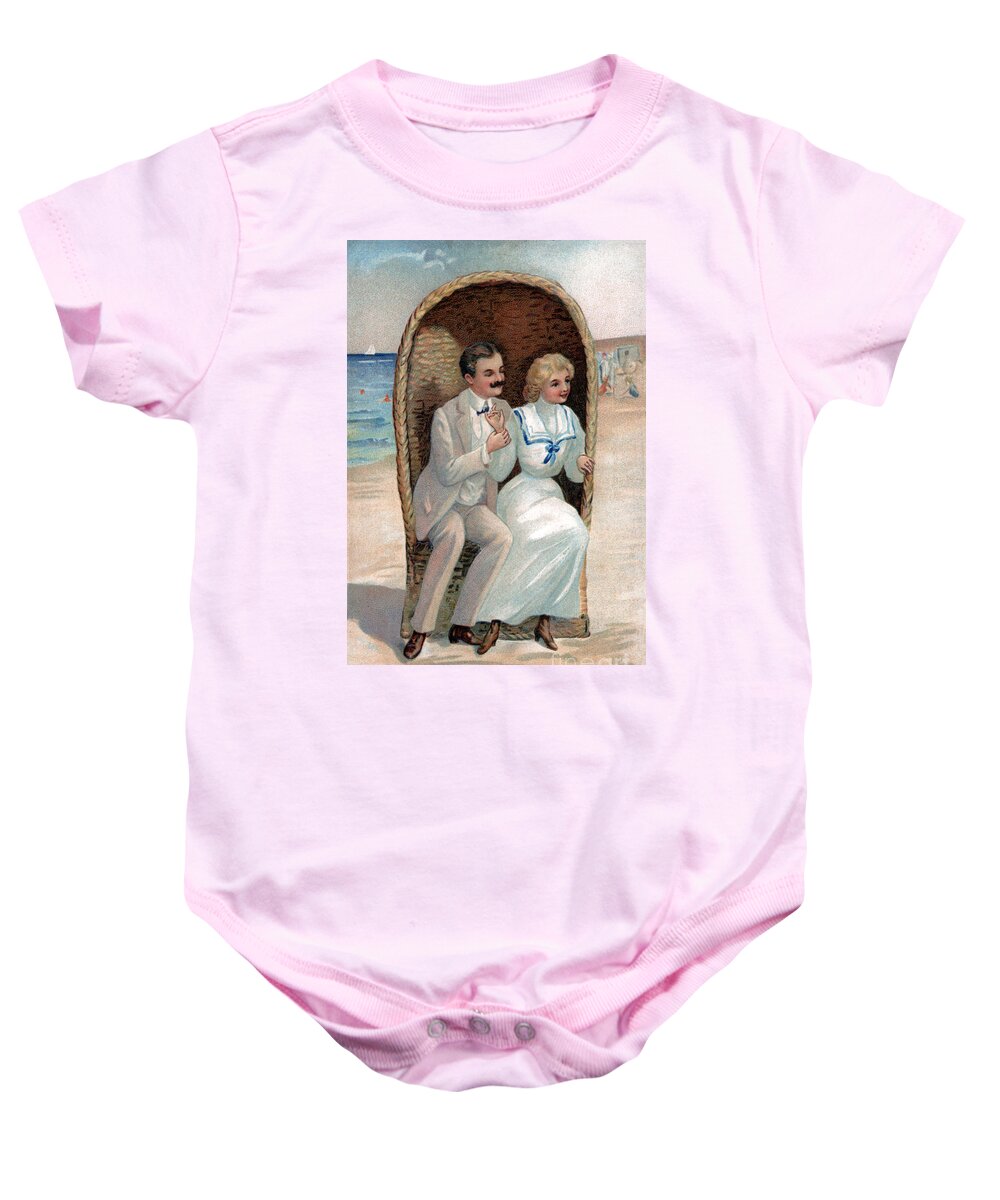 Beach Baby Onesie featuring the photograph Victorian Beach Romance Illustration by Sad Hill - Bizarre Los Angeles Archive