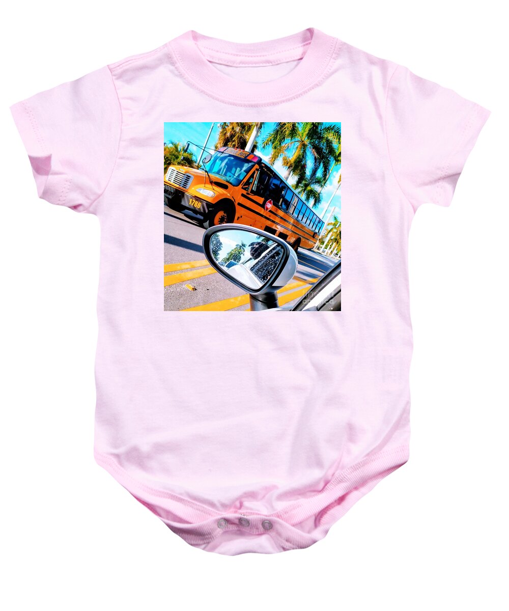 School Bus Baby Onesie featuring the photograph Watching The School Bus by Claudia Zahnd-Prezioso