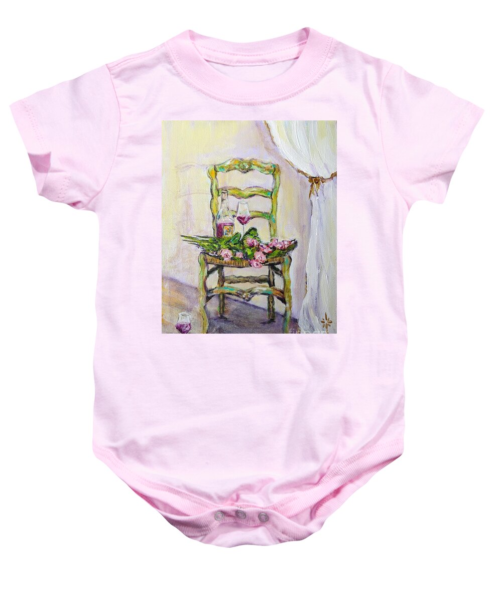 Chair Baby Onesie featuring the painting Welcome by Jodie Marie Anne Richardson Traugott     aka jm-ART