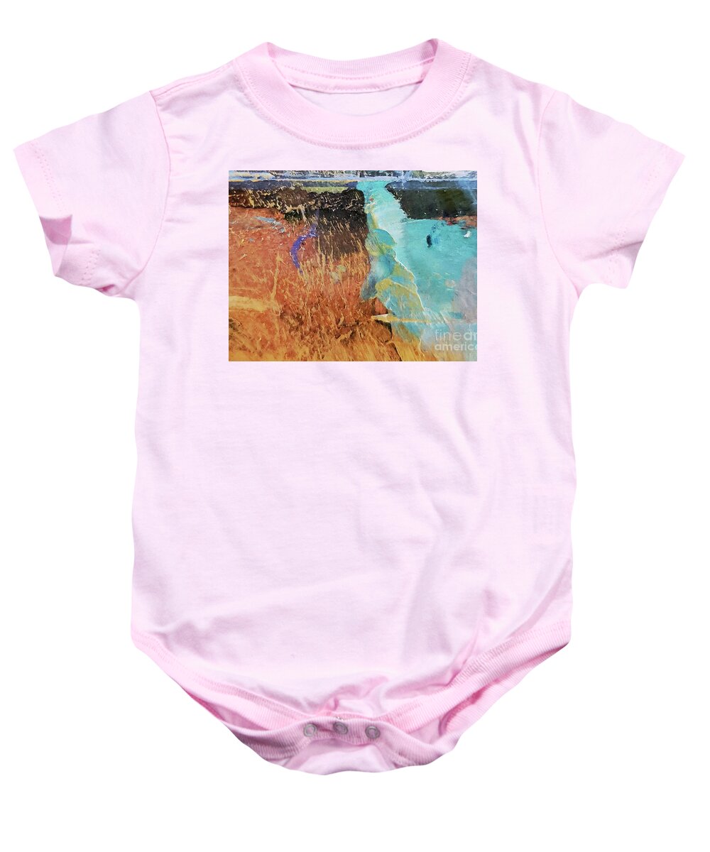 Abstract Baby Onesie featuring the mixed media Where the River Flows by Sharon Williams Eng