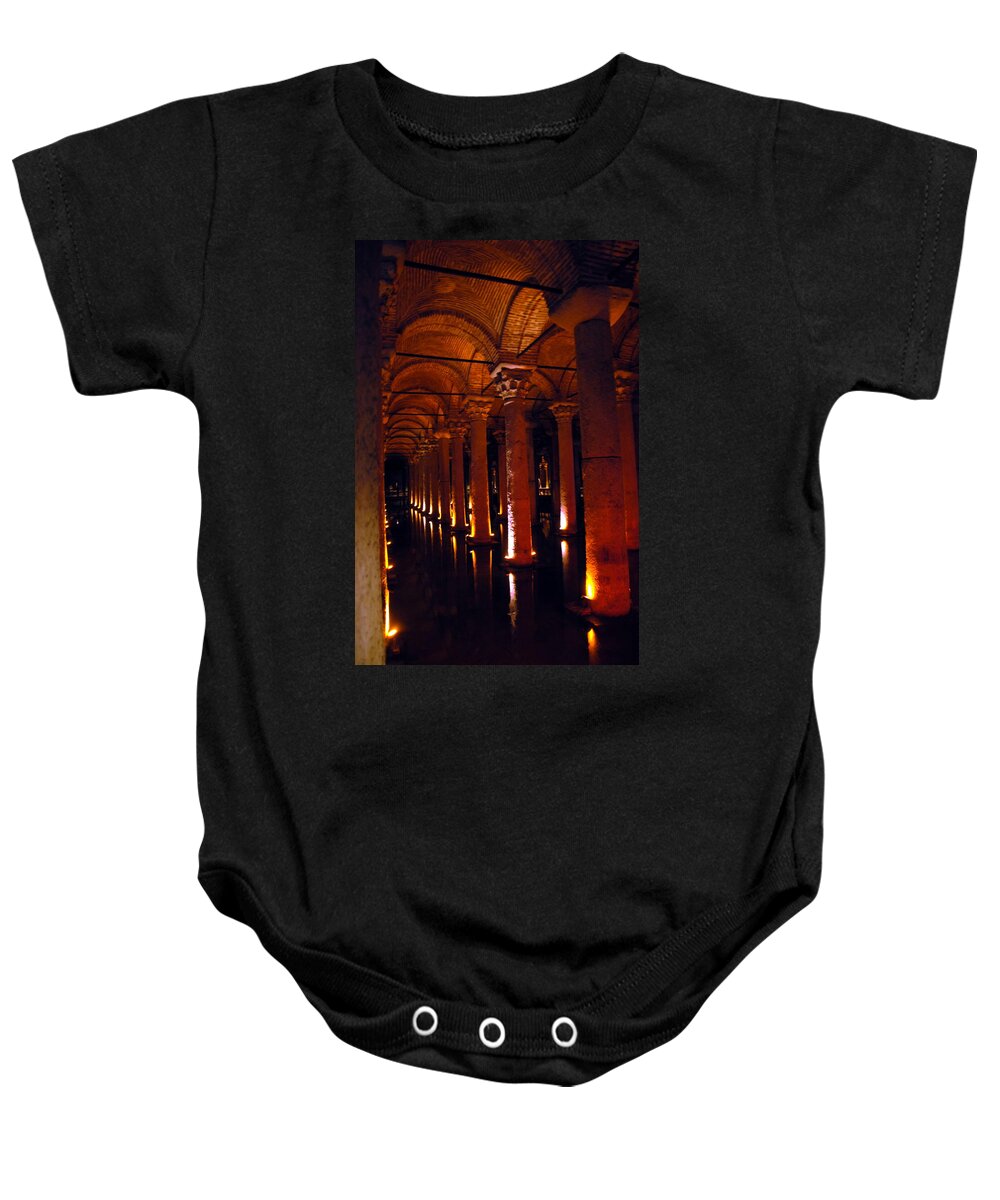 Basilica Cistern Baby Onesie featuring the photograph Basilica Cistern by Jacqueline M Lewis
