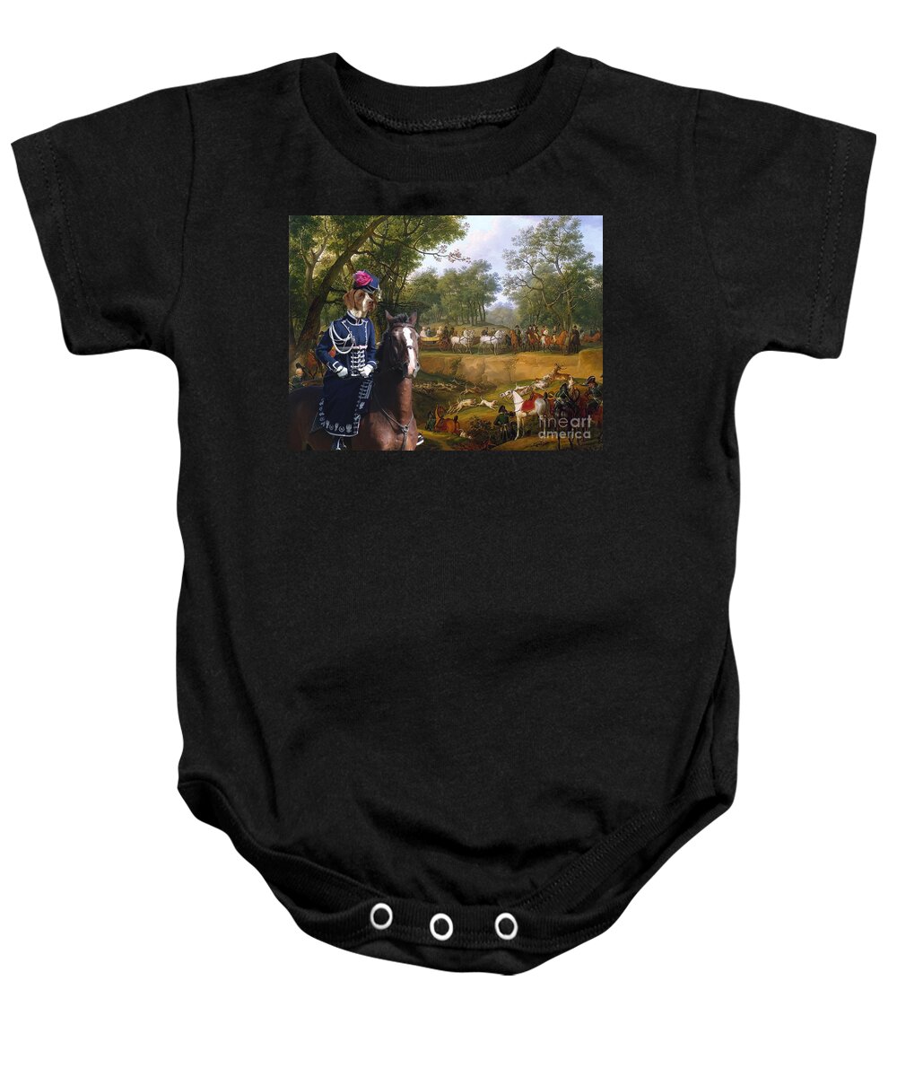 Braque Francais Baby Onesie featuring the painting Braque Francais - French Pointer Art Canvas Print by Sandra Sij