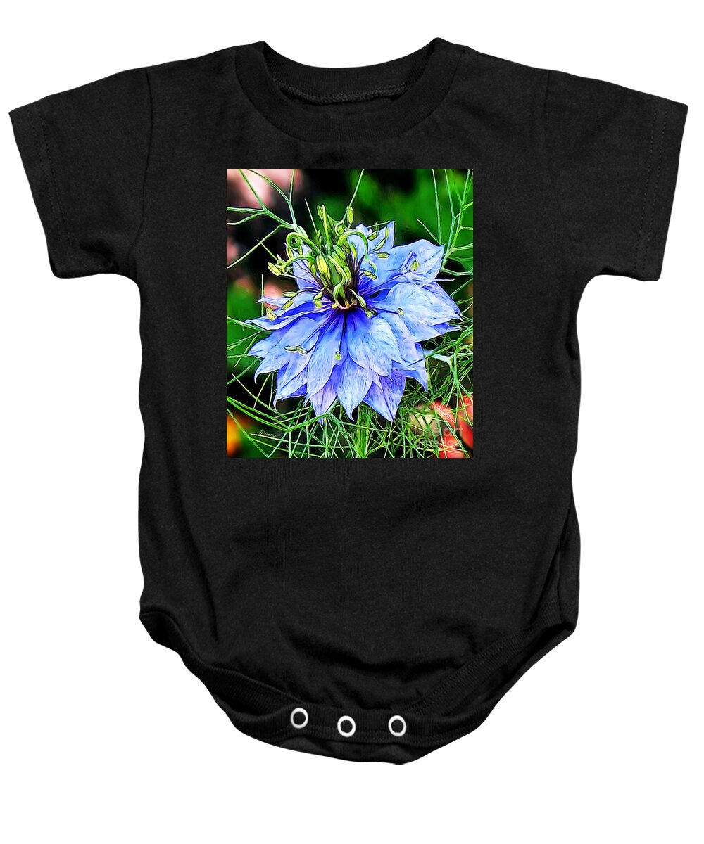 Love-in-the-mist Baby Onesie featuring the digital art Love-in-the-Mist of Barbaresco. Italy by Jennie Breeze