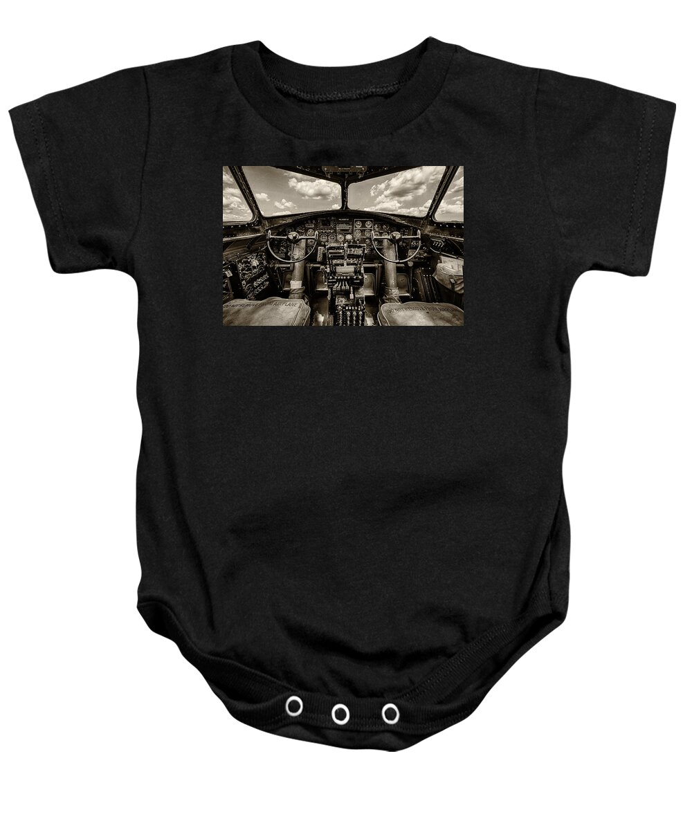 B17 Baby Onesie featuring the photograph Cockpit of a B-17 by Mike Burgquist