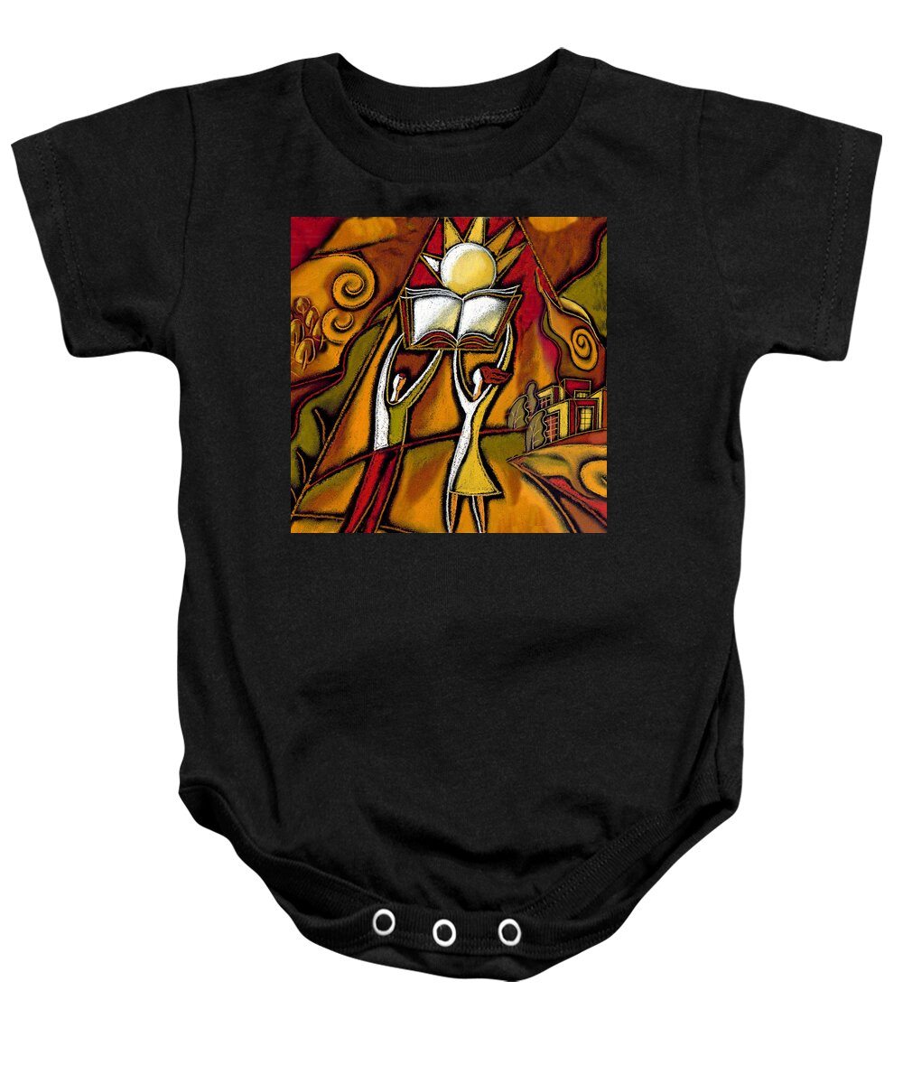 Academia Academics Book Books Educate Educated Education Educational Imagination Imaginative Knowledge Learn Learning Library Literate Literature Mind Minds Read Reading School Schooling Schools Student Students Wisdom Baby Onesie featuring the painting Education #2 by Leon Zernitsky
