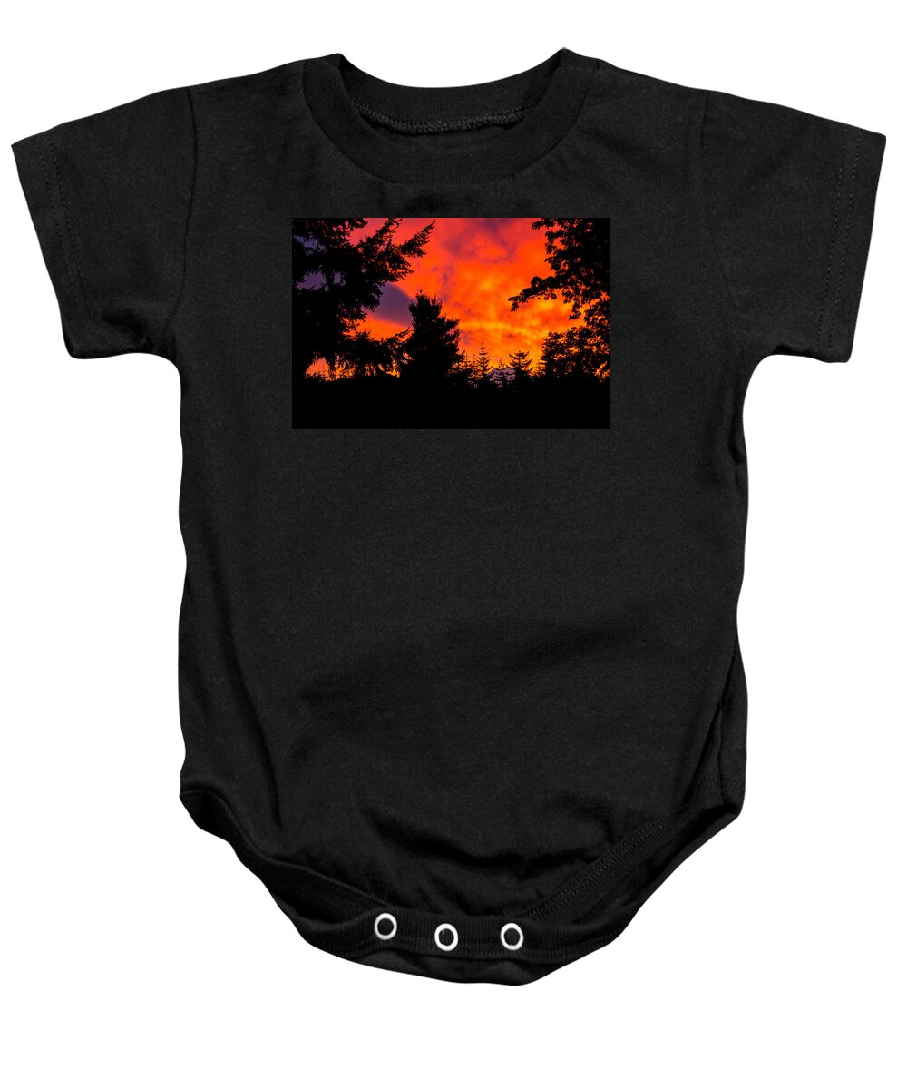 Landscape Baby Onesie featuring the photograph Fiery Dawn #2 by Tikvah's Hope