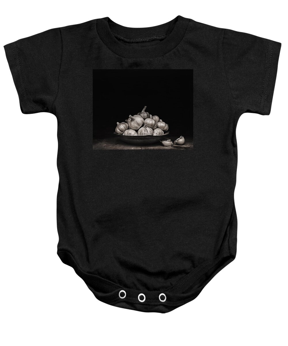 Food Baby Onesie featuring the photograph Garlic by Theresa Tahara