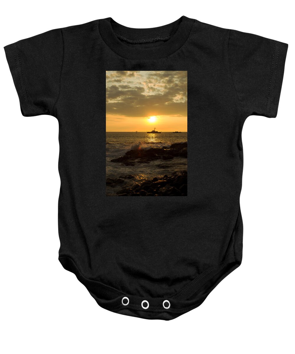 Boat Baby Onesie featuring the photograph Hawaiian Waves at Sunset #2 by Bryant Coffey