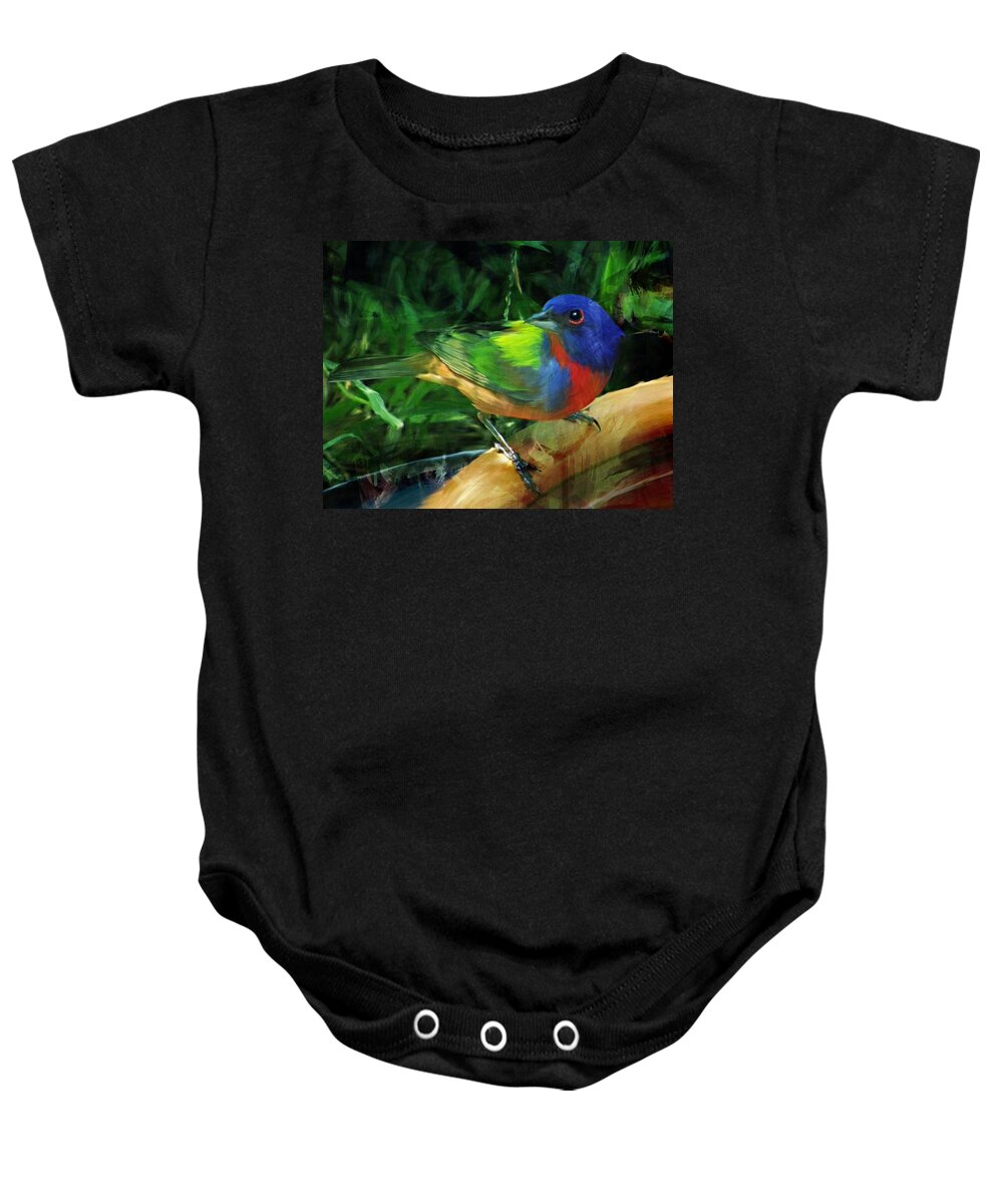 Painted Bunting Baby Onesie featuring the photograph Living Rainbow #1 by Shannon Story