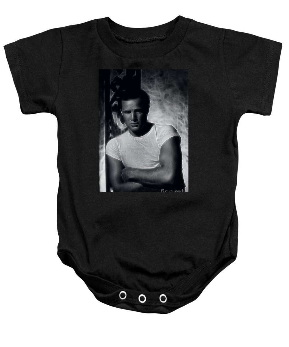 Marlon Brando Baby Onesie featuring the photograph Marlon Brando - Pencil Study by Doc Braham