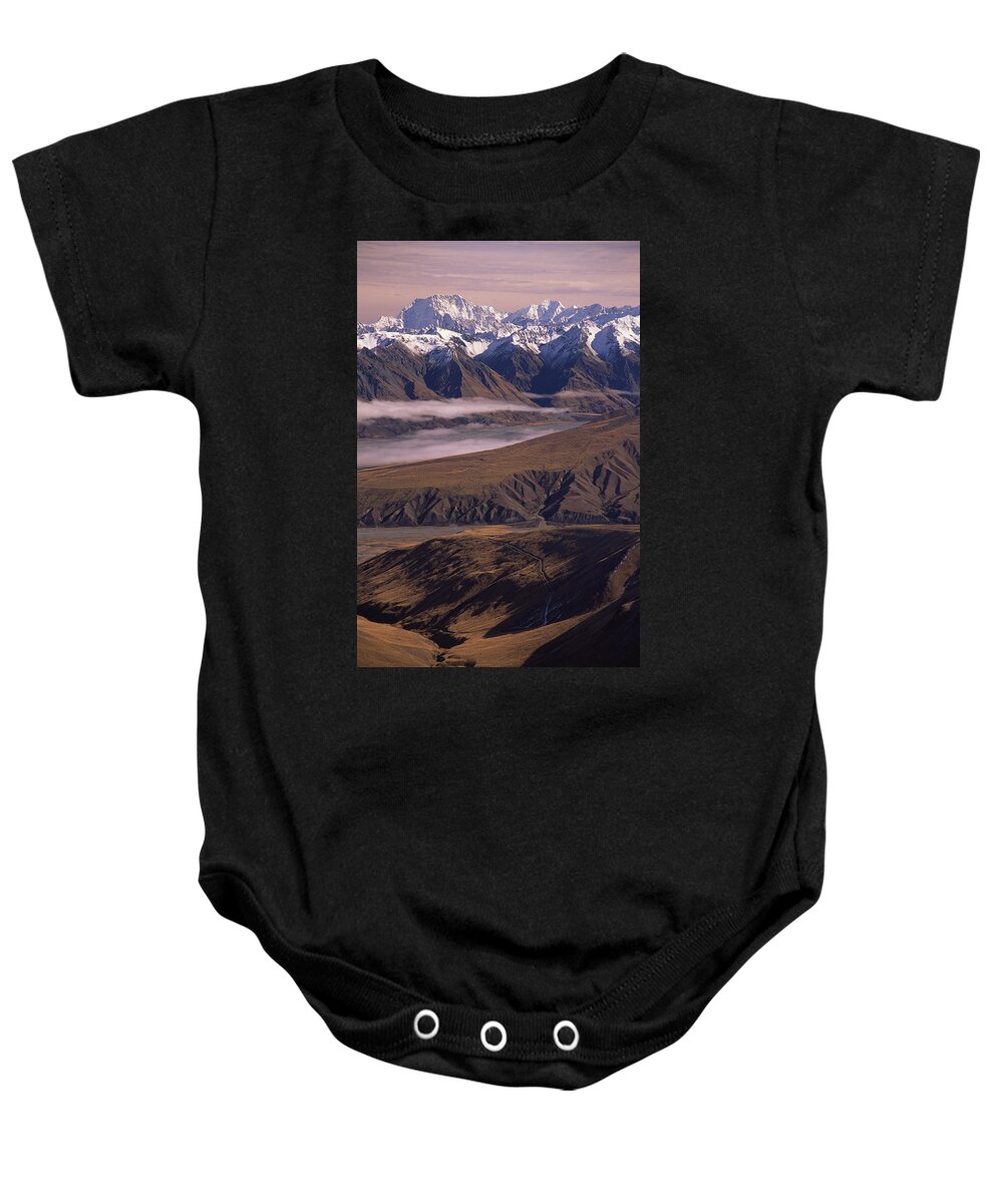 Feb0514 Baby Onesie featuring the photograph Mt Cook Godley And Mccauley Valleys #1 by Colin Monteath