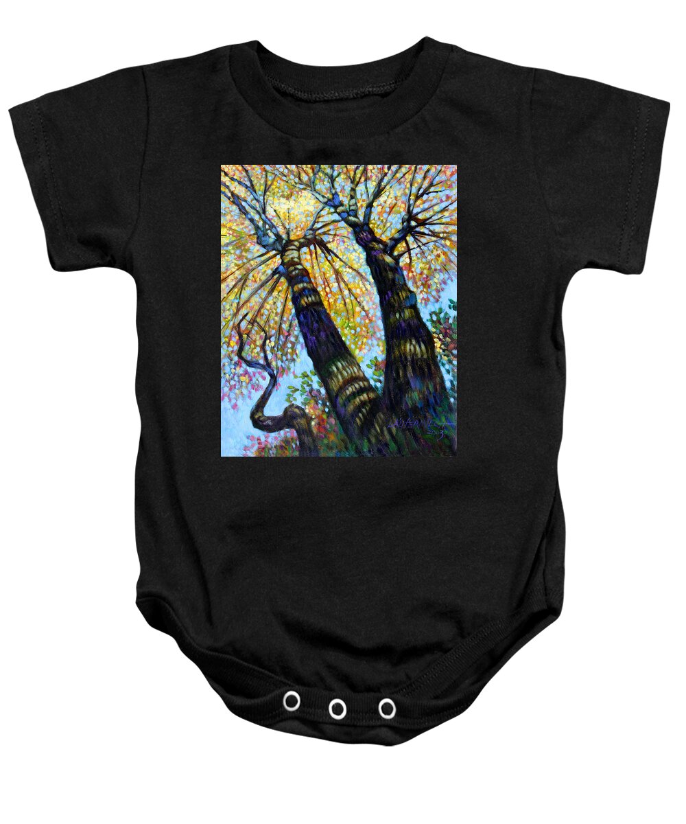 Fall Baby Onesie featuring the painting Reaching for the Light #2 by John Lautermilch