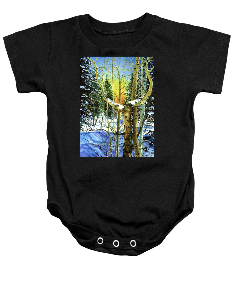 Watercolor Trees Baby Onesie featuring the painting Supplication-Psalm 28 Verse 2 by Barbara Jewell