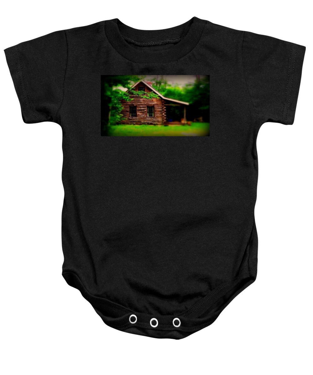  Log Cabin Baby Onesie featuring the photograph The Rustic Log Cabin by Marysue Ryan
