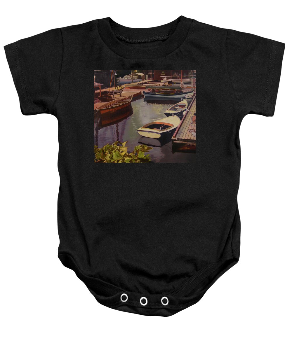Boats Baby Onesie featuring the painting The Canvas Boat #1 by Thu Nguyen