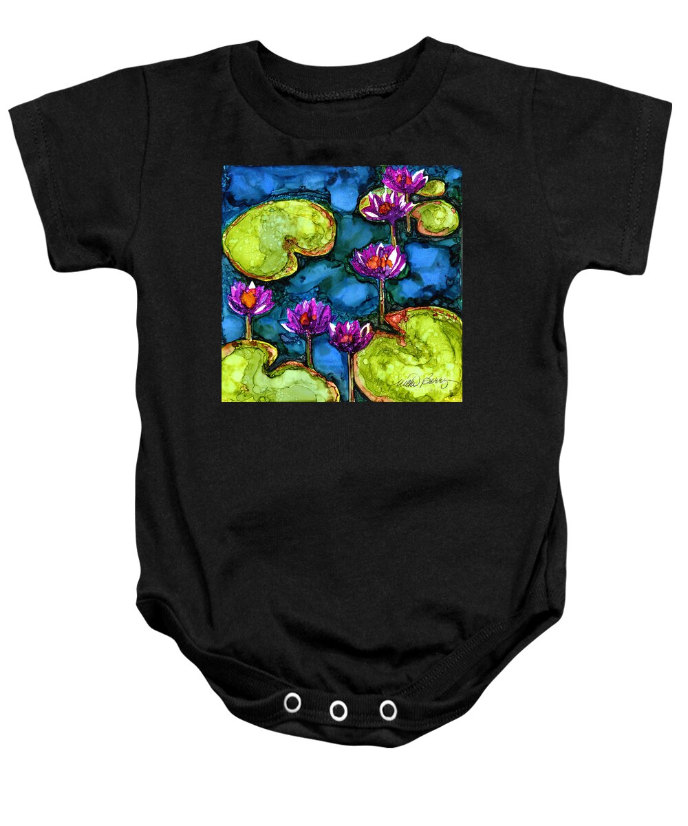 Water Lilies Baby Onesie featuring the painting Water Lilies II #1 by Vicki Baun Barry