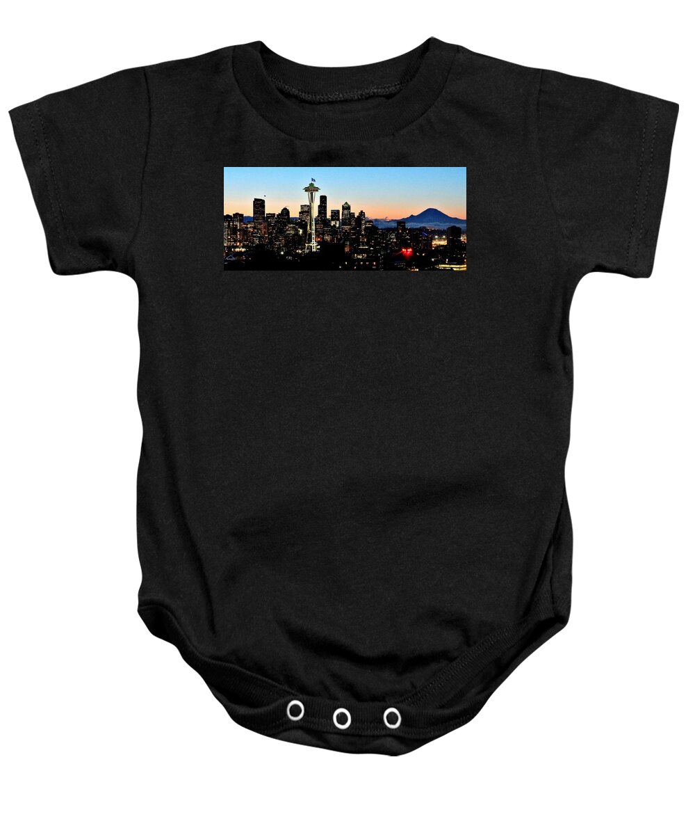 Seattle Baby Onesie featuring the photograph 12th Man Sunrise by Benjamin Yeager