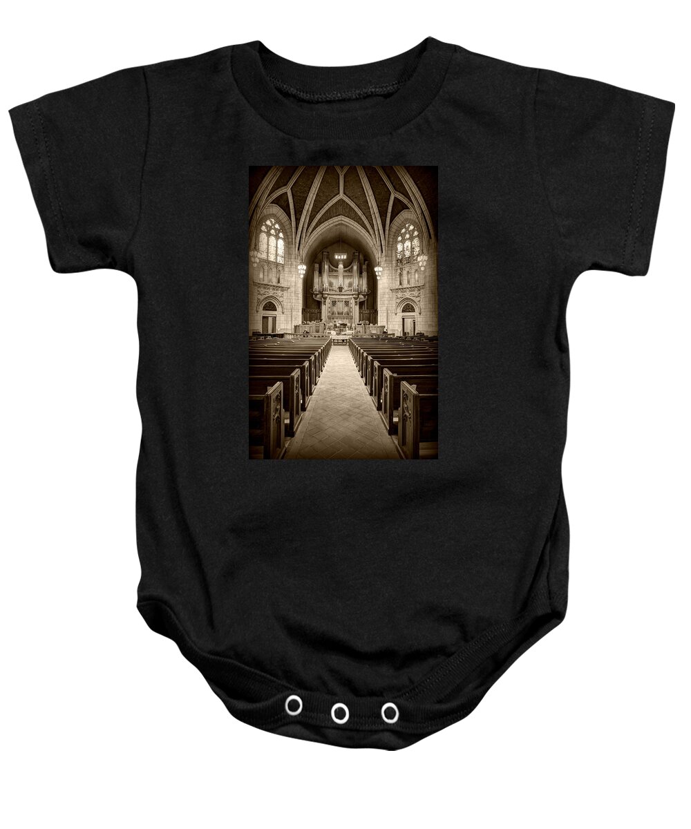 Mn Church Baby Onesie featuring the photograph Hennepin Avenue Methodist Church #15 by Amanda Stadther