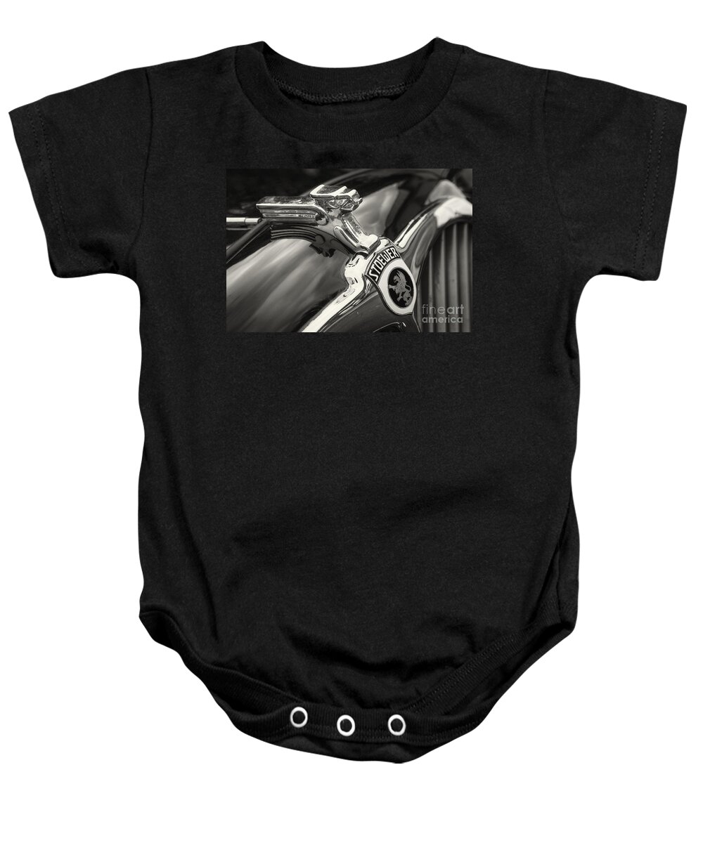 1934 Baby Onesie featuring the photograph 1934 Stoewer Greif Hood Ornament by Dennis Hedberg