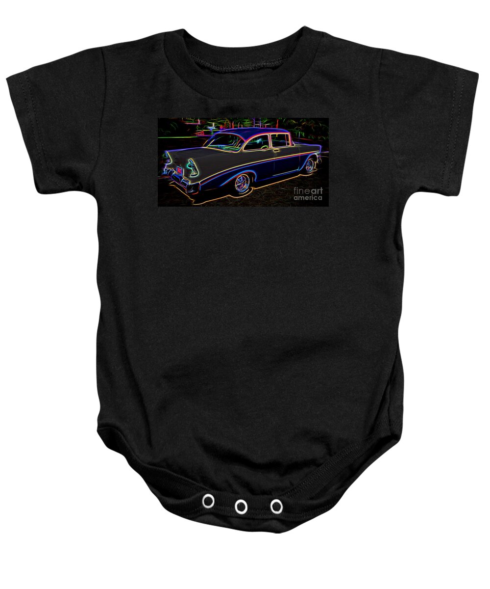 1956 Chevy Bel Air Baby Onesie featuring the photograph 1956 Chevy Bel Air - Classic Car by Gary Whitton