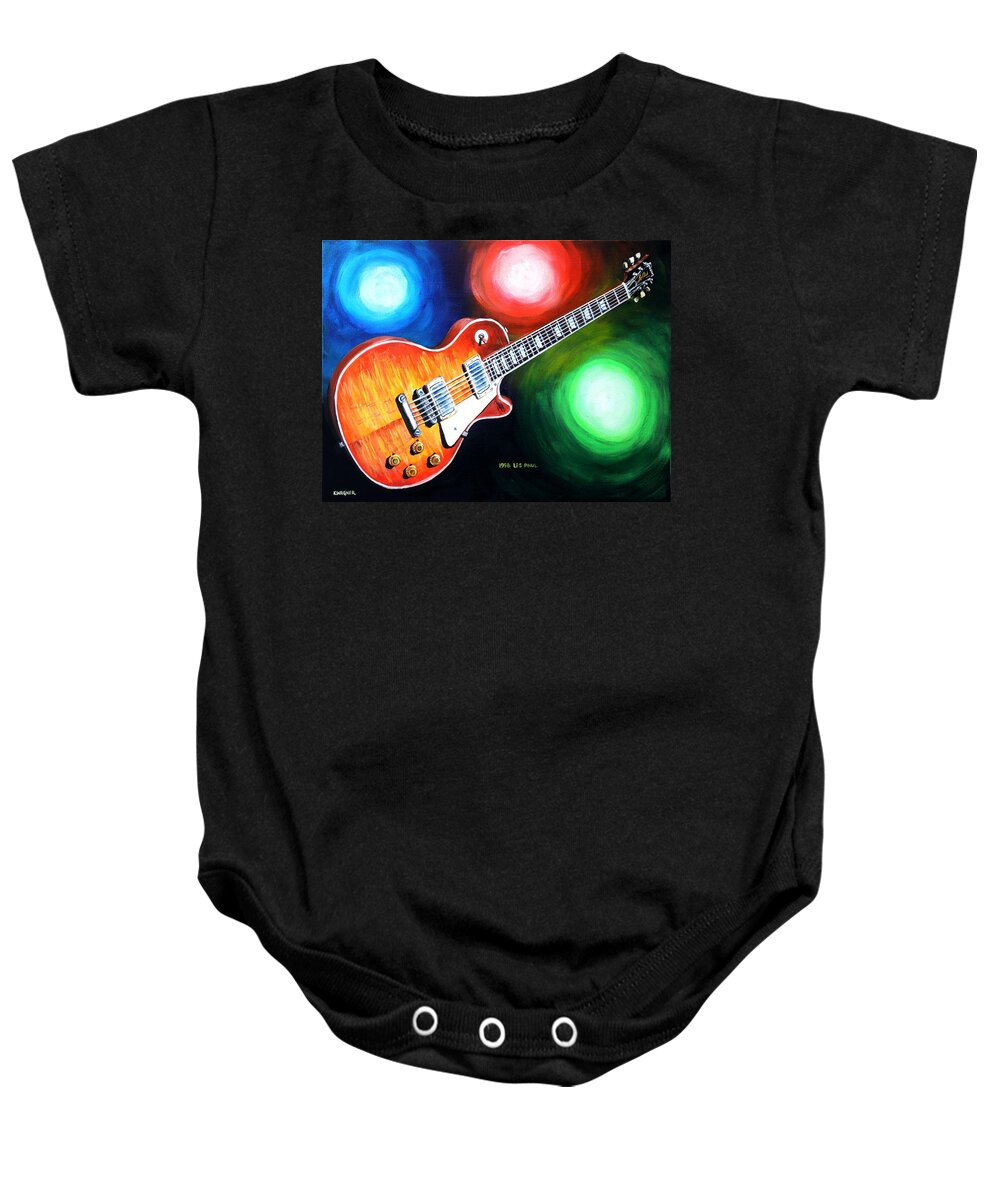Guitar Baby Onesie featuring the painting 1958 Gibson Les Paul by Karl Wagner