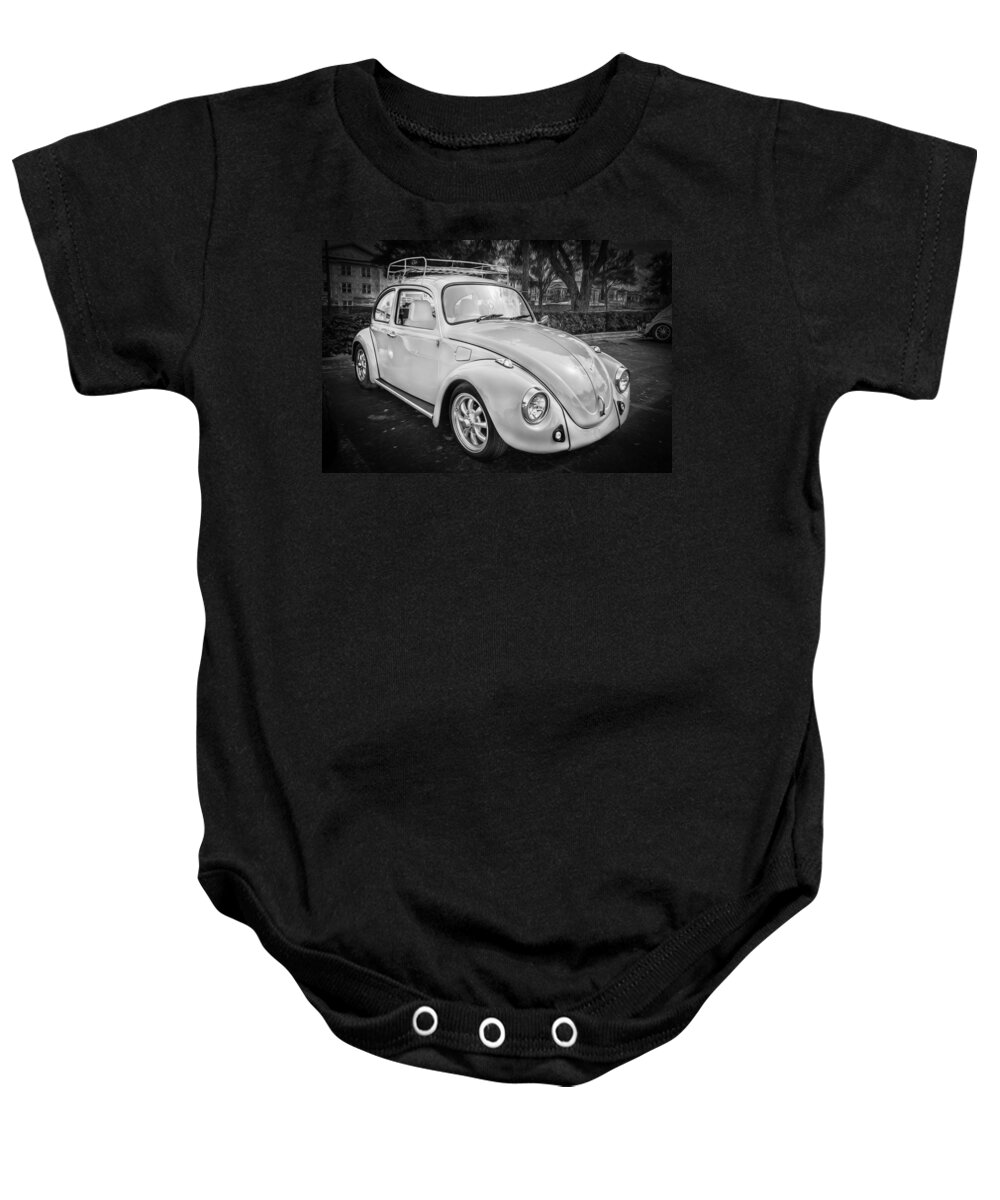1974 Volkswagen Beetle Baby Onesie featuring the photograph 1974 Volkswagen Beetle VW Bug BW by Rich Franco