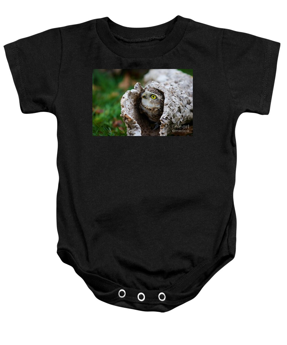 Closeup Baby Onesie featuring the photograph Burrowing Owl #3 by Nick Biemans
