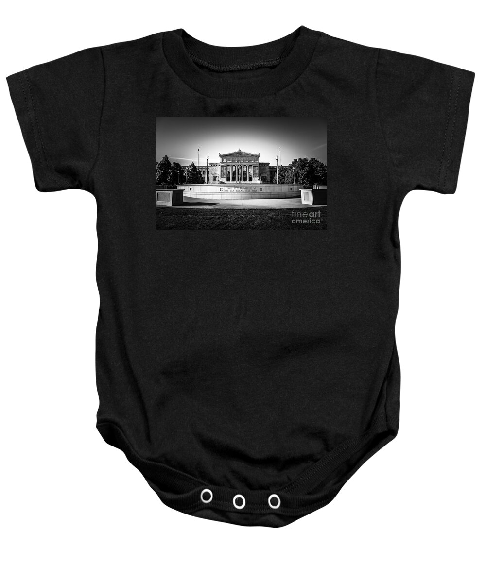 America Baby Onesie featuring the photograph Chicago Field Museum in Black and White #2 by Paul Velgos