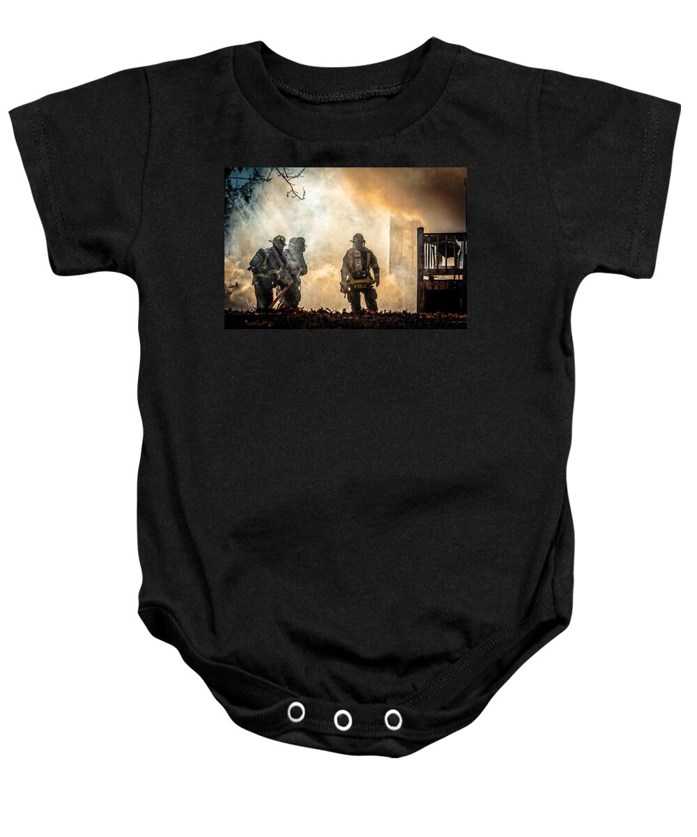 Fire Baby Onesie featuring the photograph Firefighters #2 by Everet Regal