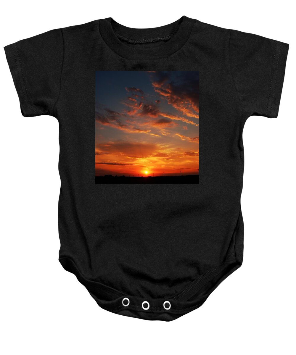 Stormscape Baby Onesie featuring the photograph Nebraska Sunset #3 by NebraskaSC