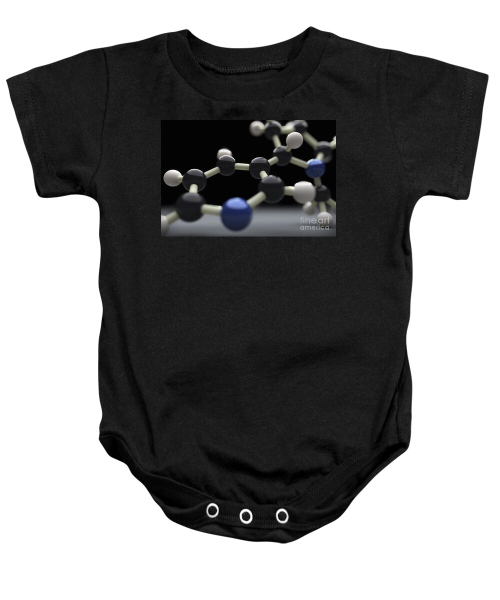 Molecular Model Baby Onesie featuring the photograph Nicotine Molecular Structure Model #2 by Science Picture Co