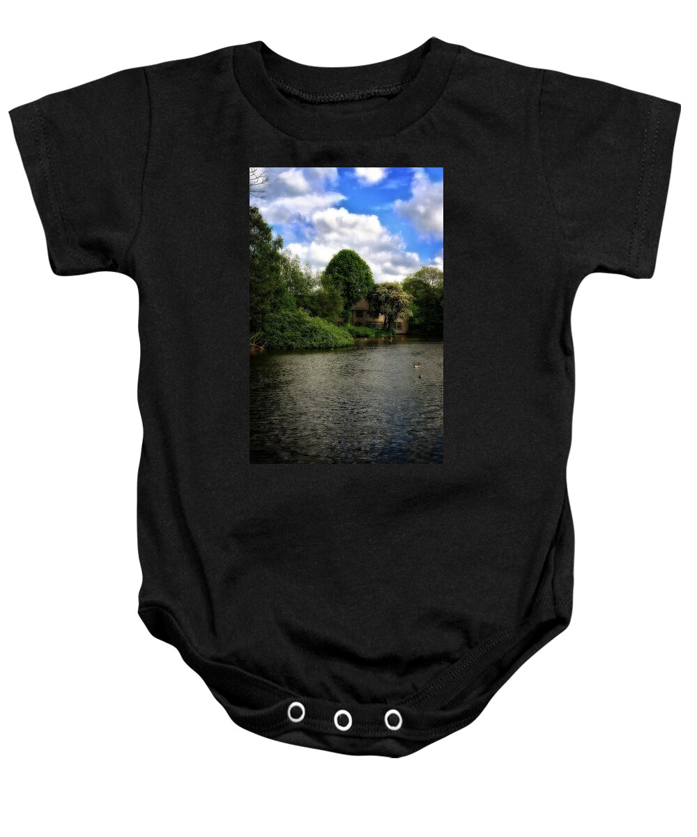 Trees Baby Onesie featuring the photograph River Weir At Bakewell - Peak District - England #2 by Doc Braham