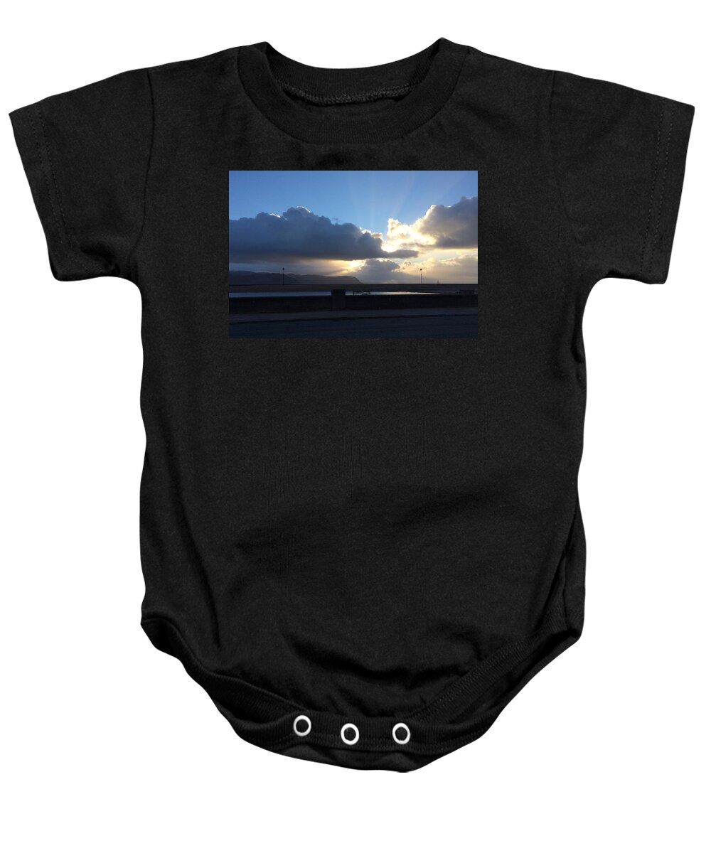 Sun Baby Onesie featuring the photograph Sunbeams over Conwy #3 by Christopher Rowlands