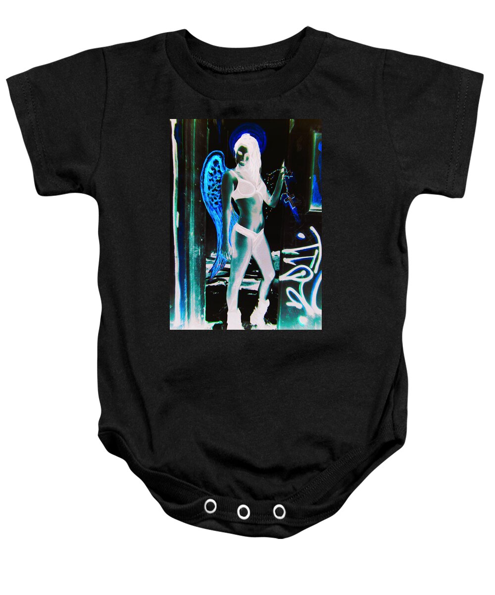 Giorgio Baby Onesie featuring the mixed media When Heaven and Earth Collide 2 by Giorgio Tuscani