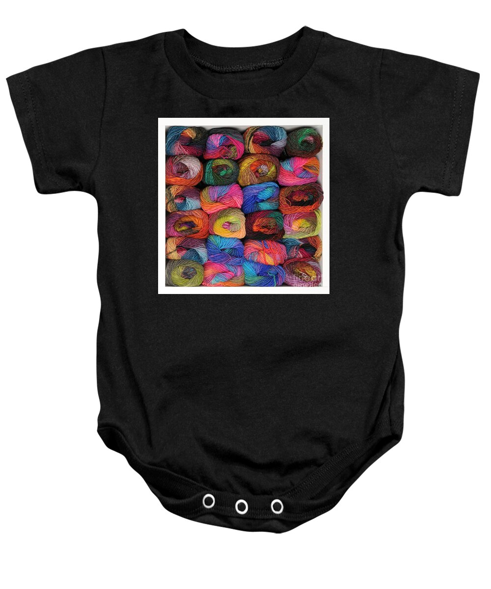 Colors Baby Onesie featuring the photograph Colorful Knitting Yarn #2 by Les Palenik