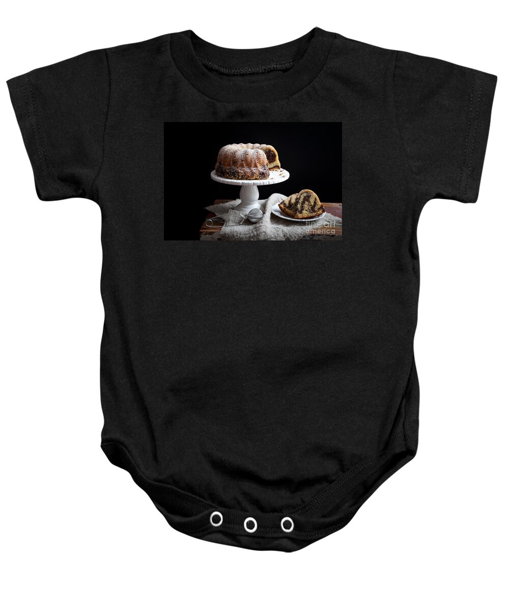 Sweet Baby Onesie featuring the photograph Marble bundt cake #3 by Kati Finell
