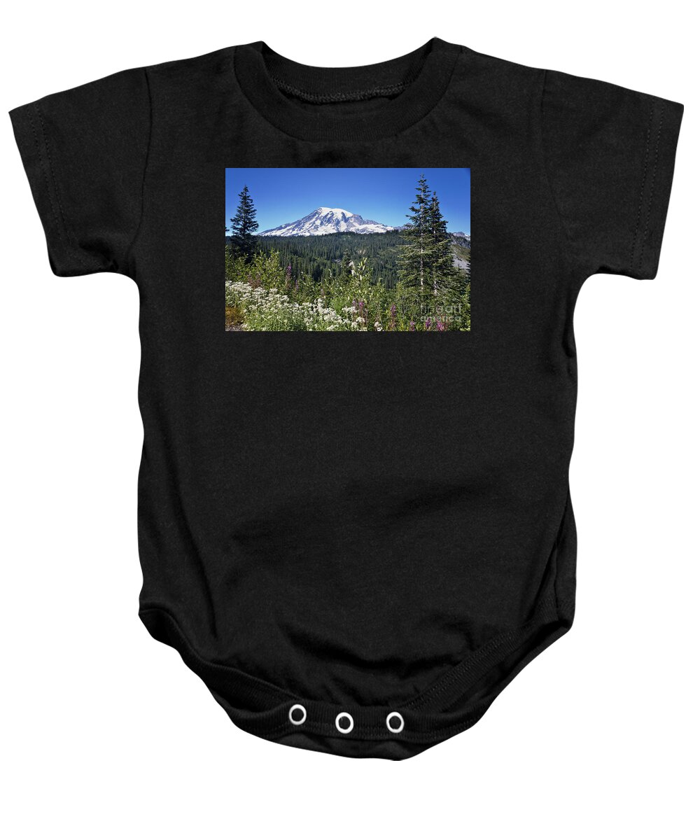 Cascades Mountains Baby Onesie featuring the photograph Mount Ranier #3 by Ronald Lutz