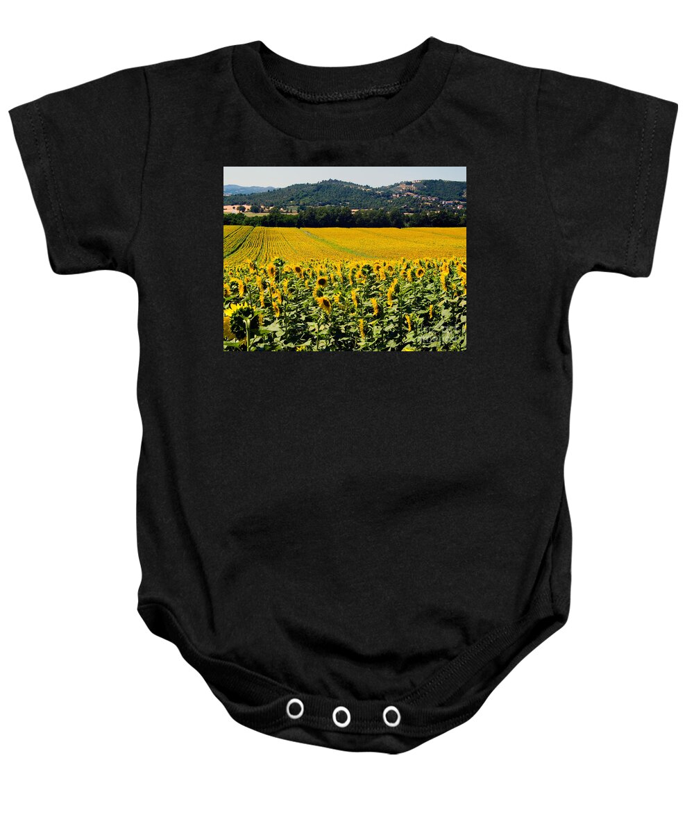Sunflower Baby Onesie featuring the photograph Sunflowers #3 by Tim Holt
