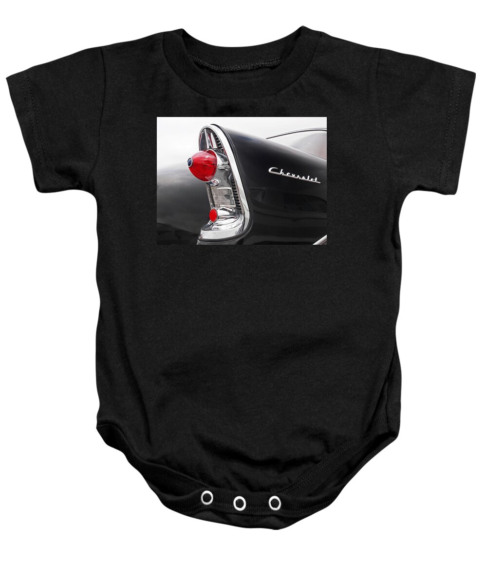 Classic Chevy Baby Onesie featuring the photograph 56 Chevy Rear Lights by Gill Billington