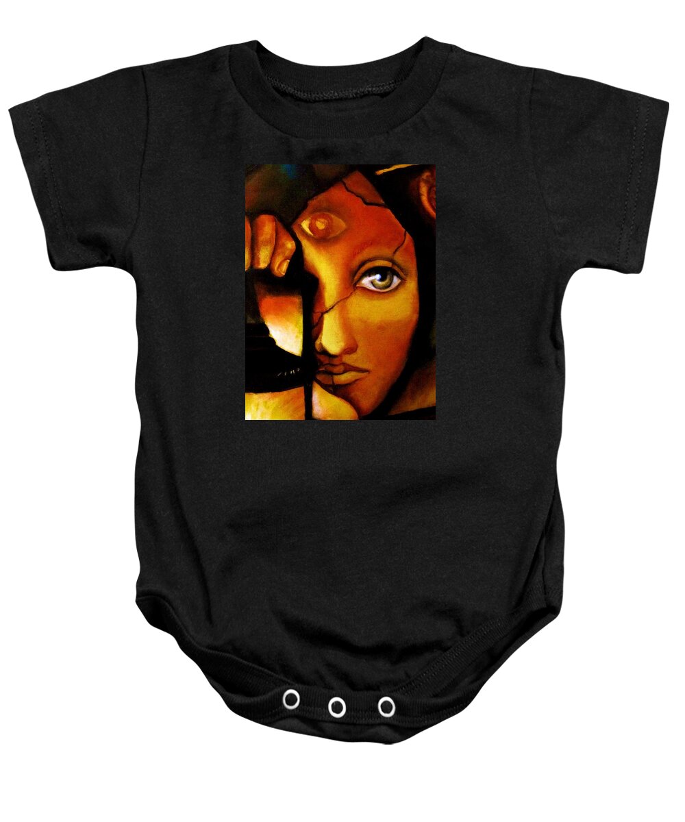 Original Painting Baby Onesie featuring the painting The Seeker by Dalgis Edelson