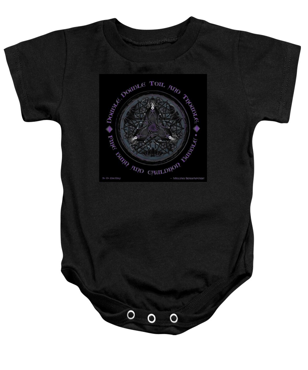 Gothic Art Baby Onesie featuring the digital art A Celtic Witches' Brew by Celtic Artist Angela Dawn MacKay