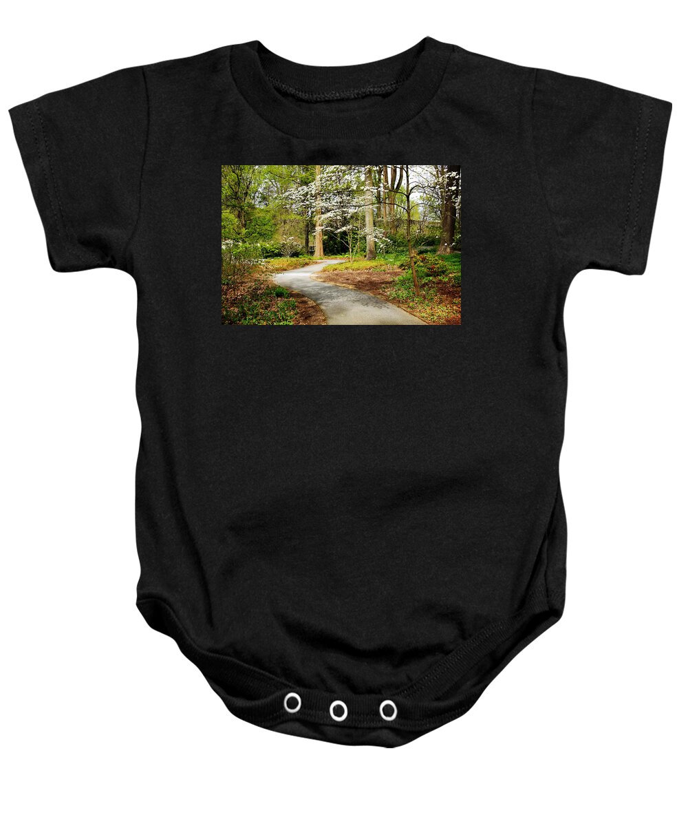 Gardens Baby Onesie featuring the digital art A Walk to Remember by Trina Ansel