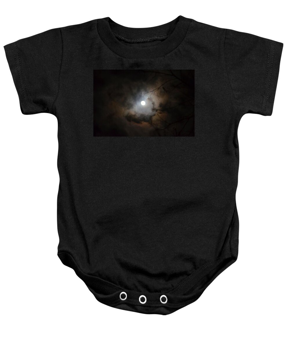 A Winter's Moon 2015 Baby Onesie featuring the photograph A Winter's Moon 2015 by Maria Urso