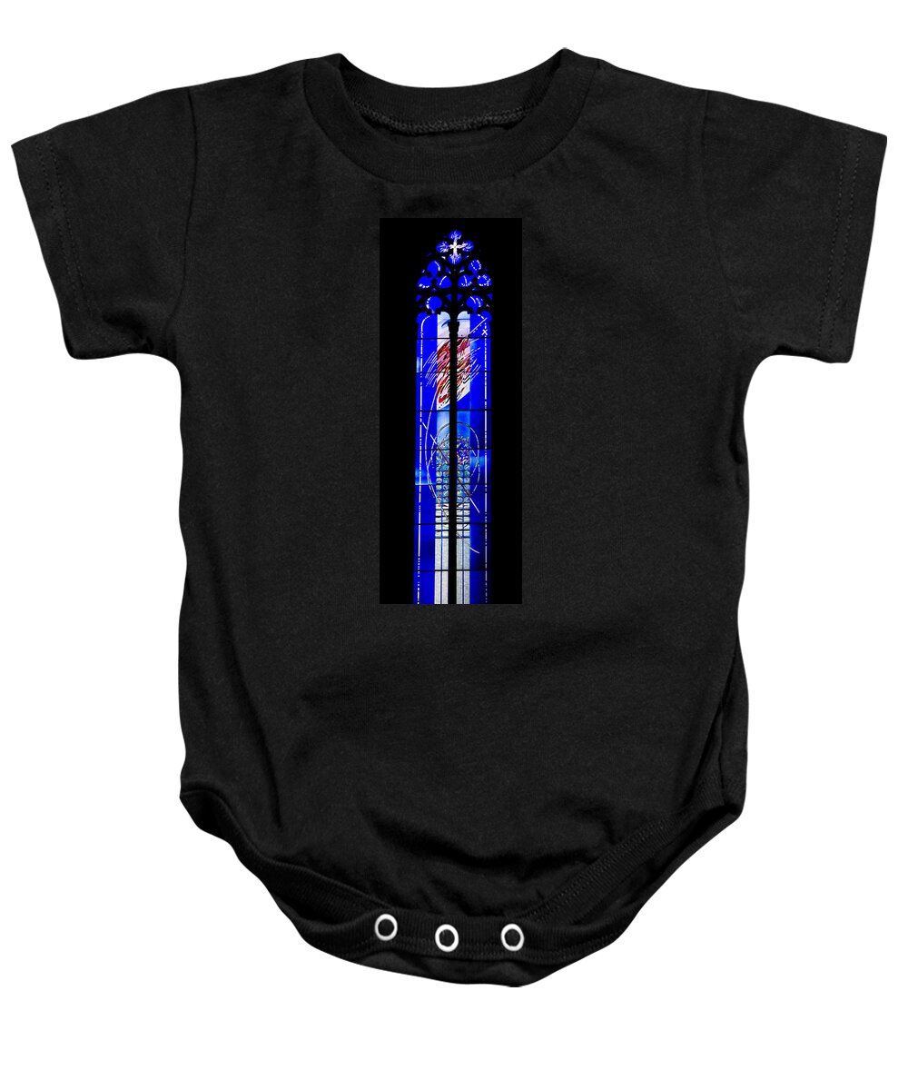Abstract Baby Onesie featuring the photograph Abstract Modern Stained Glass Window by Georgia Mizuleva