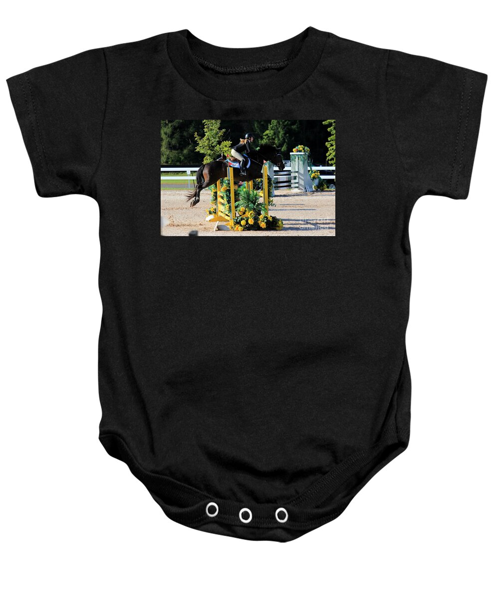 Horse Baby Onesie featuring the photograph Ac-jumper7 by Janice Byer