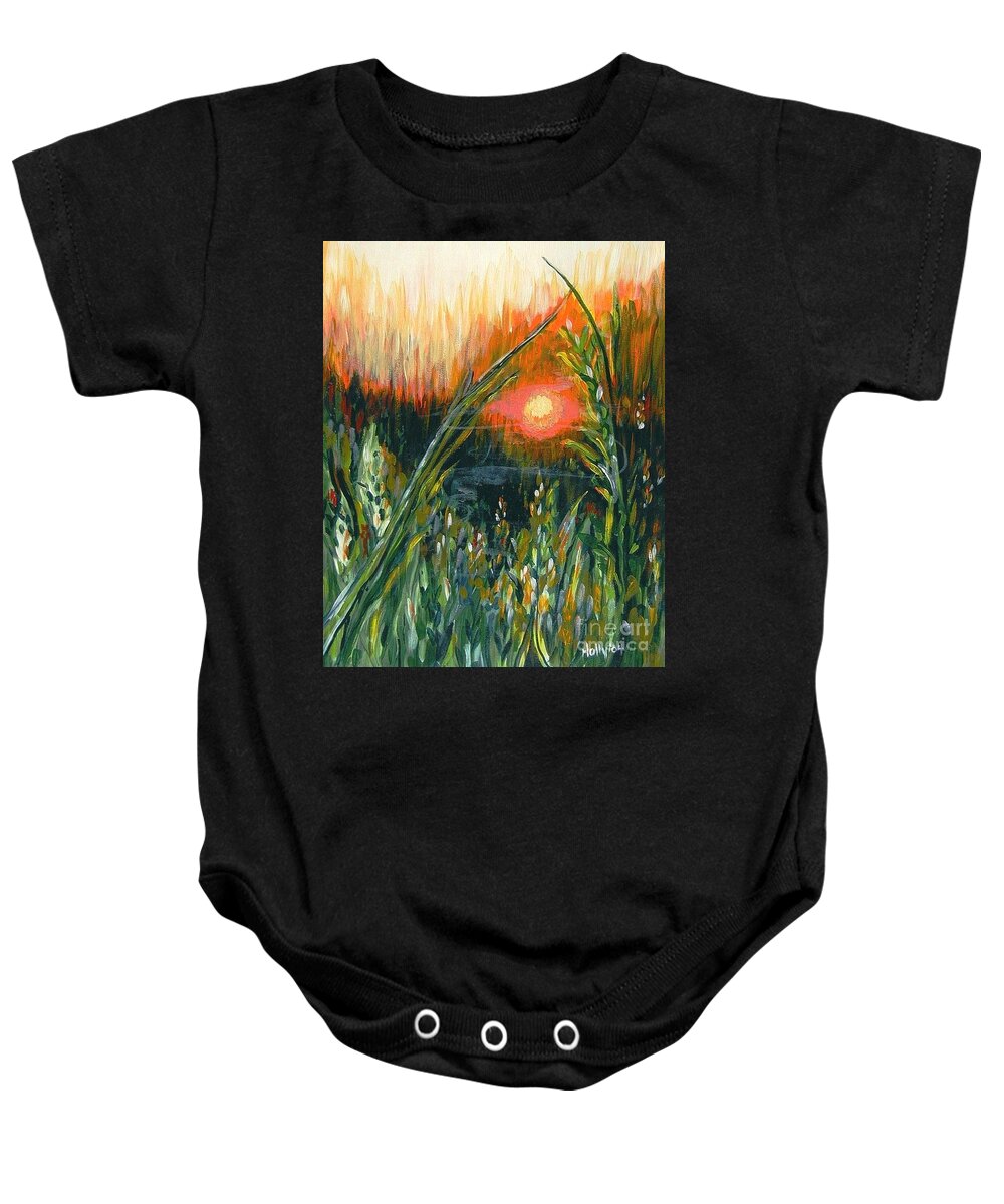 Fire Baby Onesie featuring the painting After the Fire by Holly Carmichael