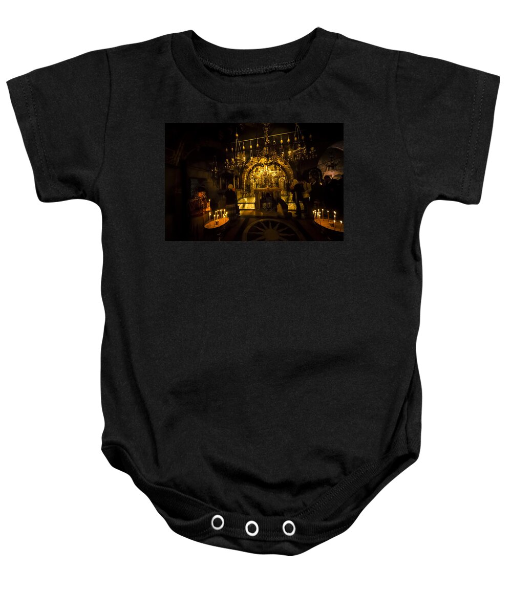 Altar Of The Crucifixion Baby Onesie featuring the photograph Altar of the Crucifixion by David Morefield