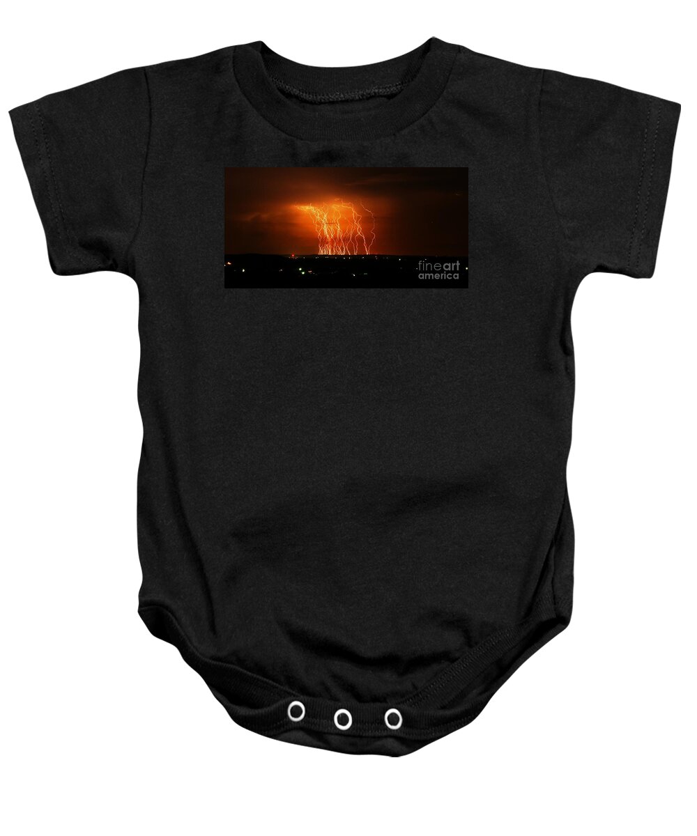 Michael Tidwell Photography Baby Onesie featuring the photograph Amazing Lightning Cluster by Michael Tidwell