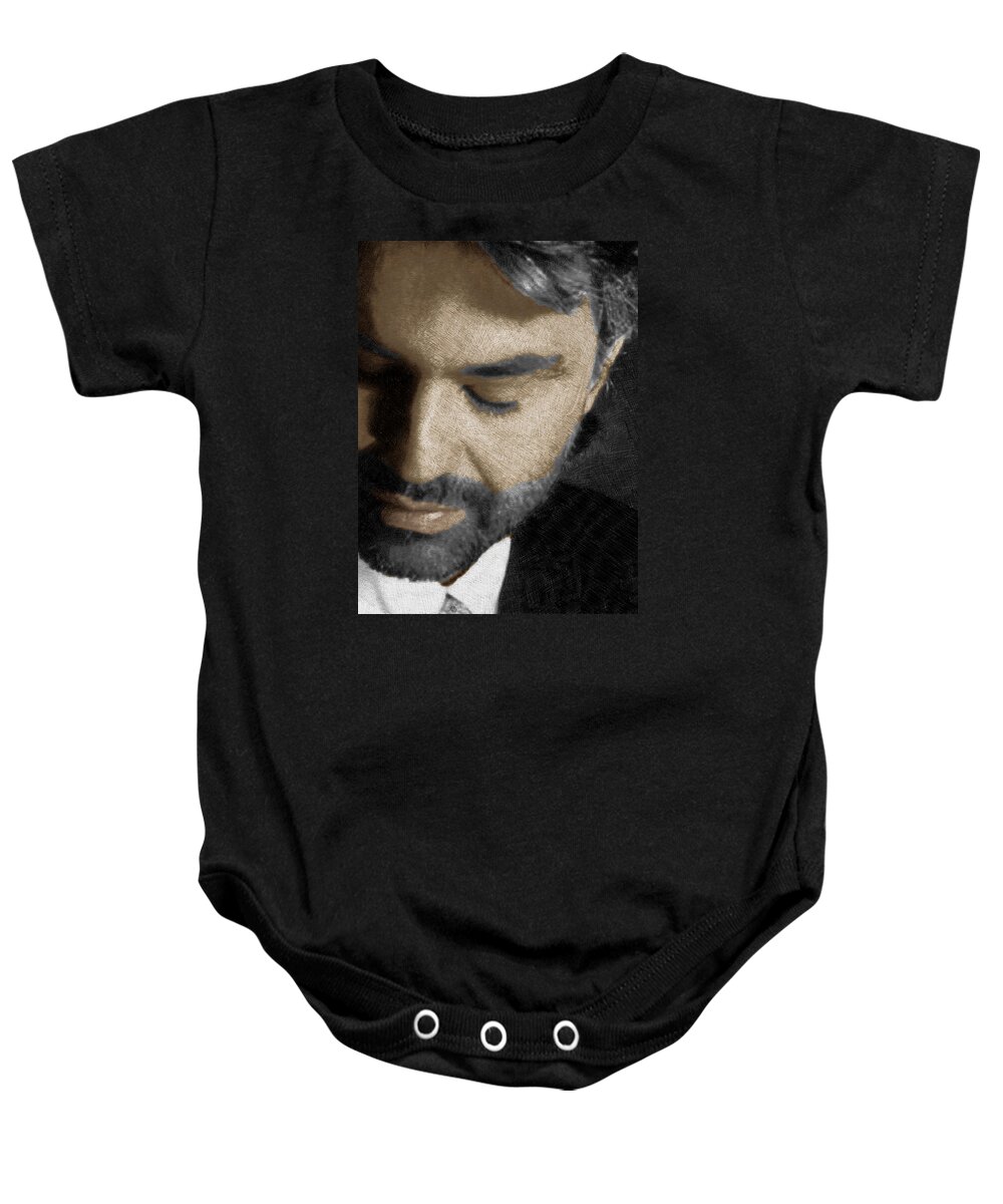 Andrea Bocelli Baby Onesie featuring the painting Andrea Bocelli And Vertical by Tony Rubino
